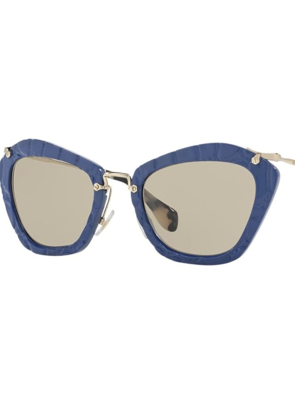 Miu Miu Blue Cat-Eye Sunglasses with Gold Accents